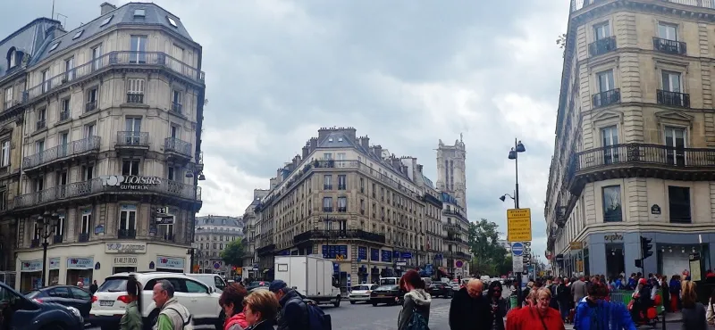 Atmospheric Paris street under soft grey weather