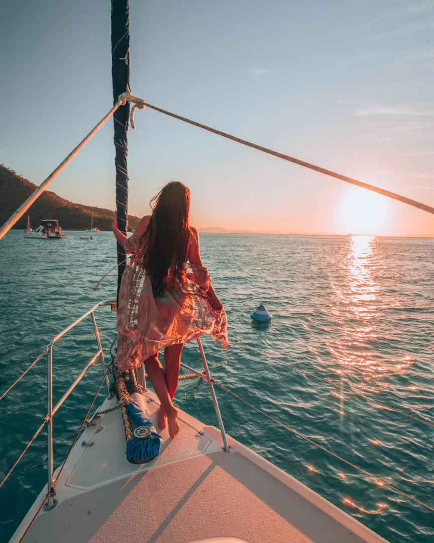 Quiet sunset moment on deck in the Whitsundays