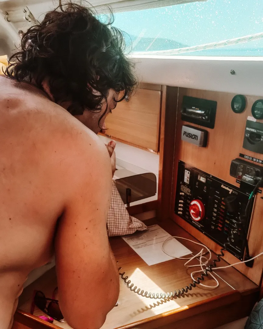 Using the radio from our sailboat in the Whitsundays